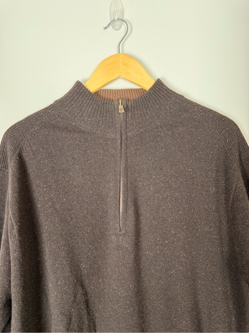 Tommy Bahama Brown Wool Silk Angora Quarter Zip Sweater Mens Medium M View 2